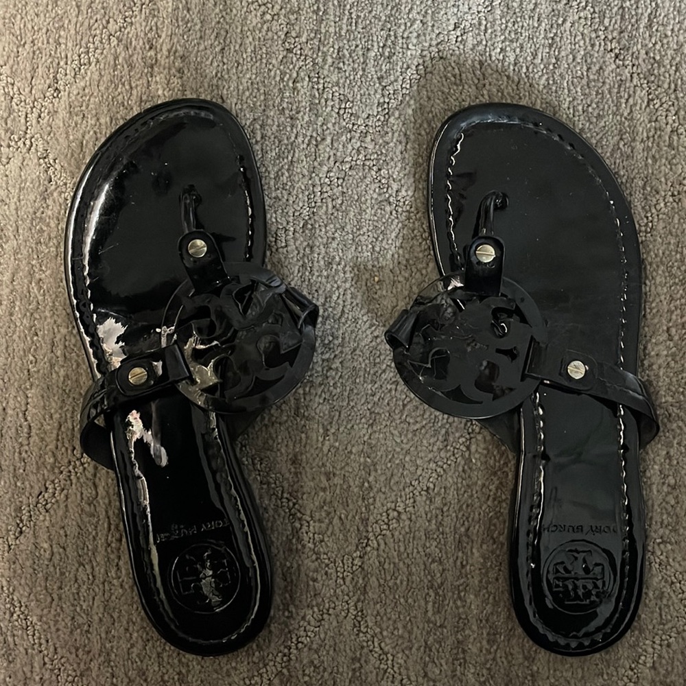 Tory Burch Miller Black Patent Leather Sandal